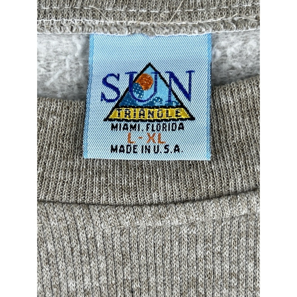 Sun Triangle Sweatshirt Mens L Catalina Island Ribbed Tan Beige Made in USA VTG - Picture 2 of 16